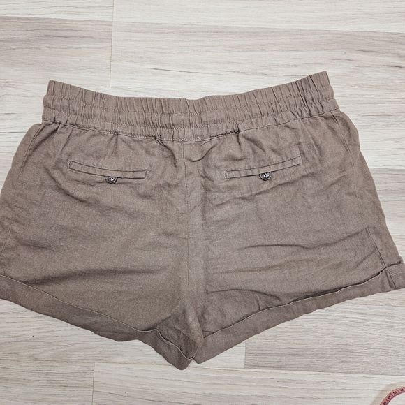 LOVE TREE  Womens Brown Linen Drawstring Shorts Size Large - Picture 8 of 8